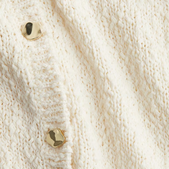 New H&M SLUB-KNIT CARDIGAN Cream Short Sleeve size M - Picture 5 of 7
